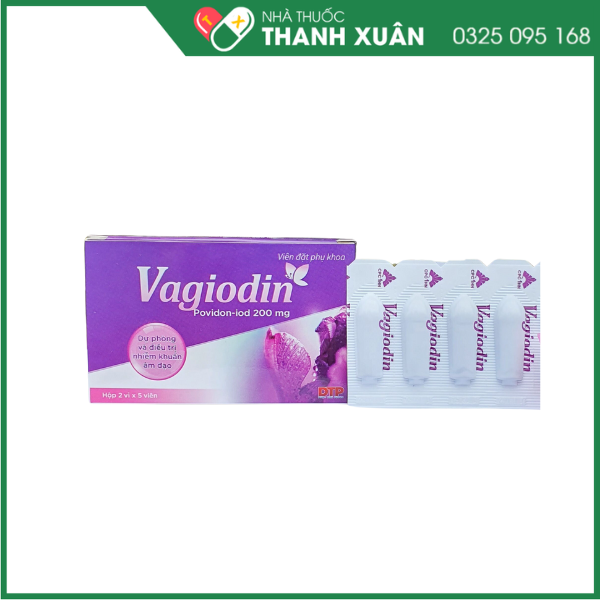 Viên đặt phụ khoa Vagiodin giảm nấm ngứa, huyết trắng, viêm cổ tử cung